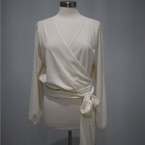 Fashion Nova Cream Wrap Blouse